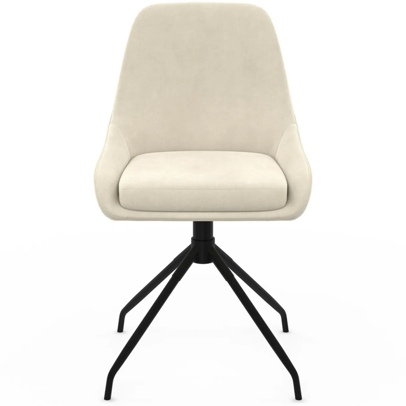Lot de 4 chaises pivotantes en velours beige avec accoudoirs