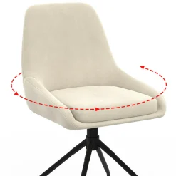 Lot de 4 chaises pivotantes en velours beige avec accoudoirs