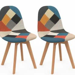 Lot de 2 chaises scandinaves patchworks multicolores