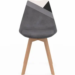 Lot de 6 chaises scandinaves mix color gris foncé, blanc, noir et velours patchworks