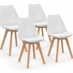 Lot de 4 chaises scandinaves blanches