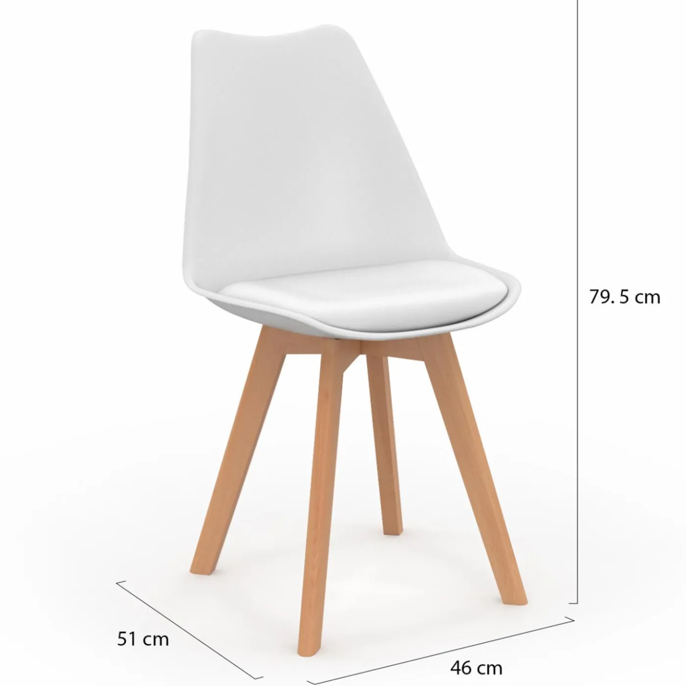 Lot de 4 chaises scandinaves blanches