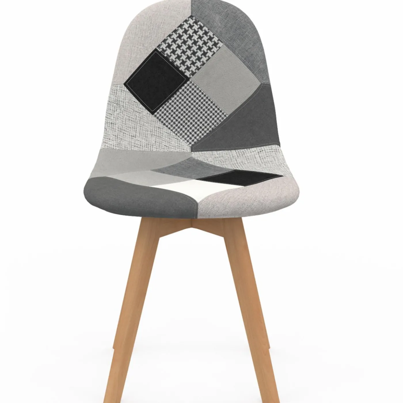 Lot de 2 chaises scandinaves patchworks noirs gris blancs