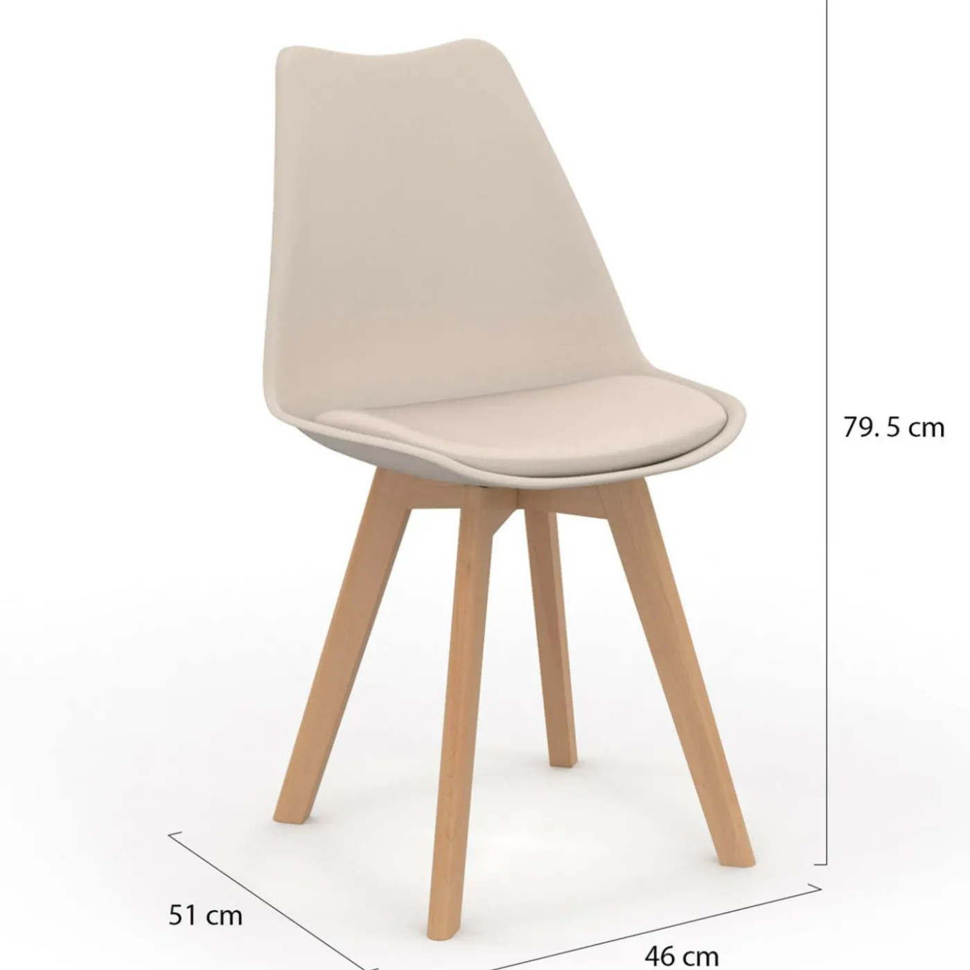 Lot de 4 chaises scandinaves beige pour salle à manger