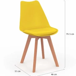 Lot de 6 chaises scandinaves mix color bleues, grises et jaunes