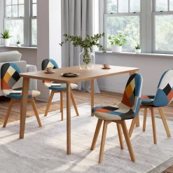 Lot de 4 chaises scandinaves patchwork multicolore