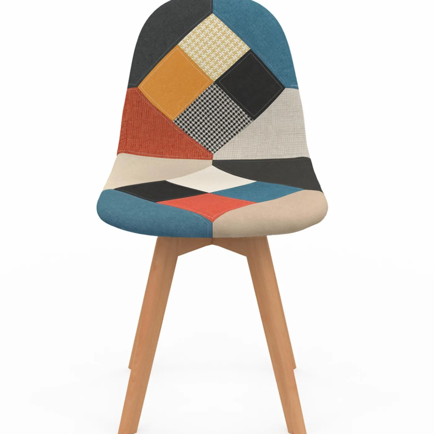 Lot de 4 chaises scandinaves patchwork multicolore