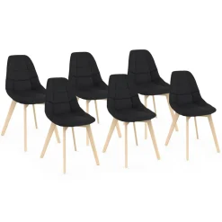 Lot de 6 chaises scandinavesen tissu noir