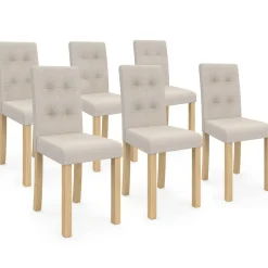 Lot de 6 chaises scandinaves capitonnées beiges