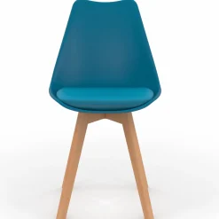 Lot de 4 chaises scandinaves bleu canard