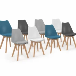 Lot de 8 chaises scandinaves 4 couleurs