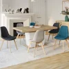 Lot de 6 chaises scandinaves en tissu mix color beige, gris clair, bleu canard et gris foncé
