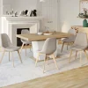 Lot de 6 chaises scandinaves en tissu beige pieds en bois