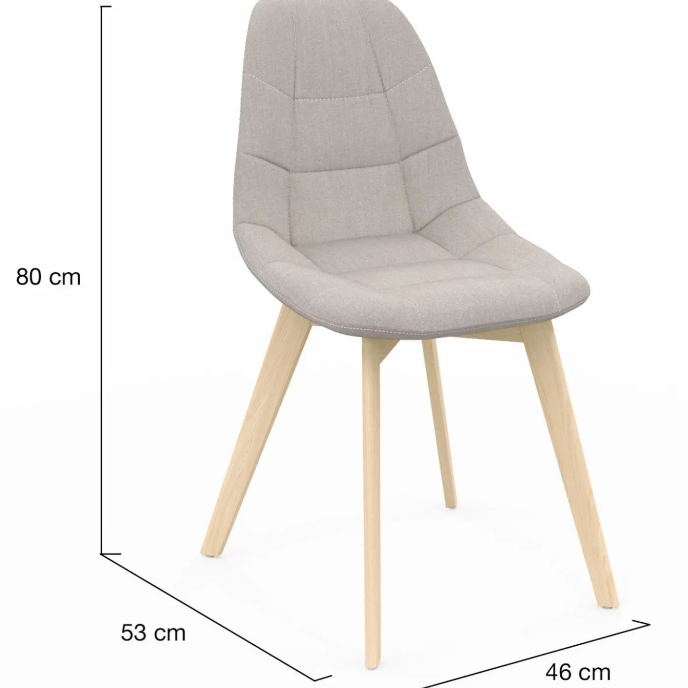Lot de 6 chaises scandinaves en tissu beige pieds en bois