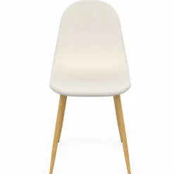 Lot de 6 chaises scandinaves en tissu blanc bouclette pieds en bois