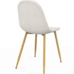 Lot de 6 chaises scandinaves en tissu blanc bouclette pieds en bois