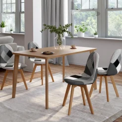 Lot de 4 chaises scandinaves patchwork noir gris blancs