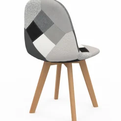 Lot de 4 chaises scandinaves patchwork noir gris blancs