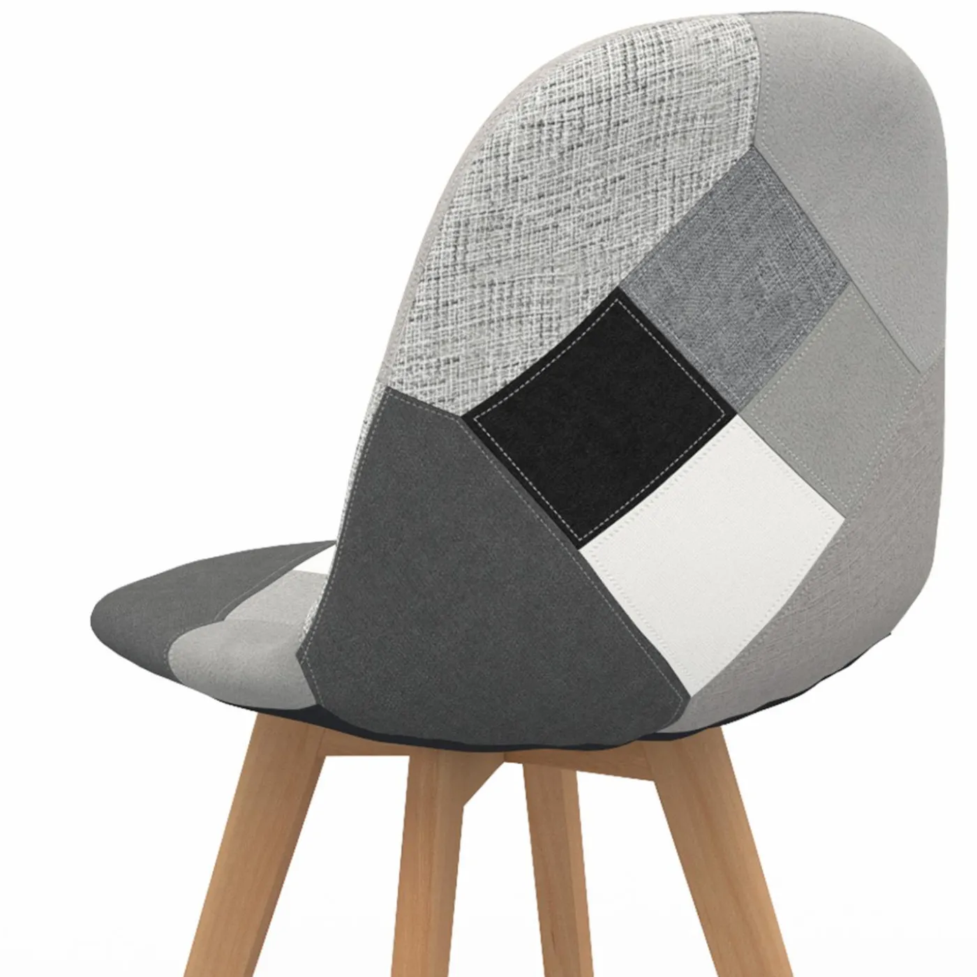 Lot de 4 chaises scandinaves patchwork noir gris blancs