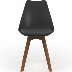 Lot de 6 chaises scandinaves noires avec coussin