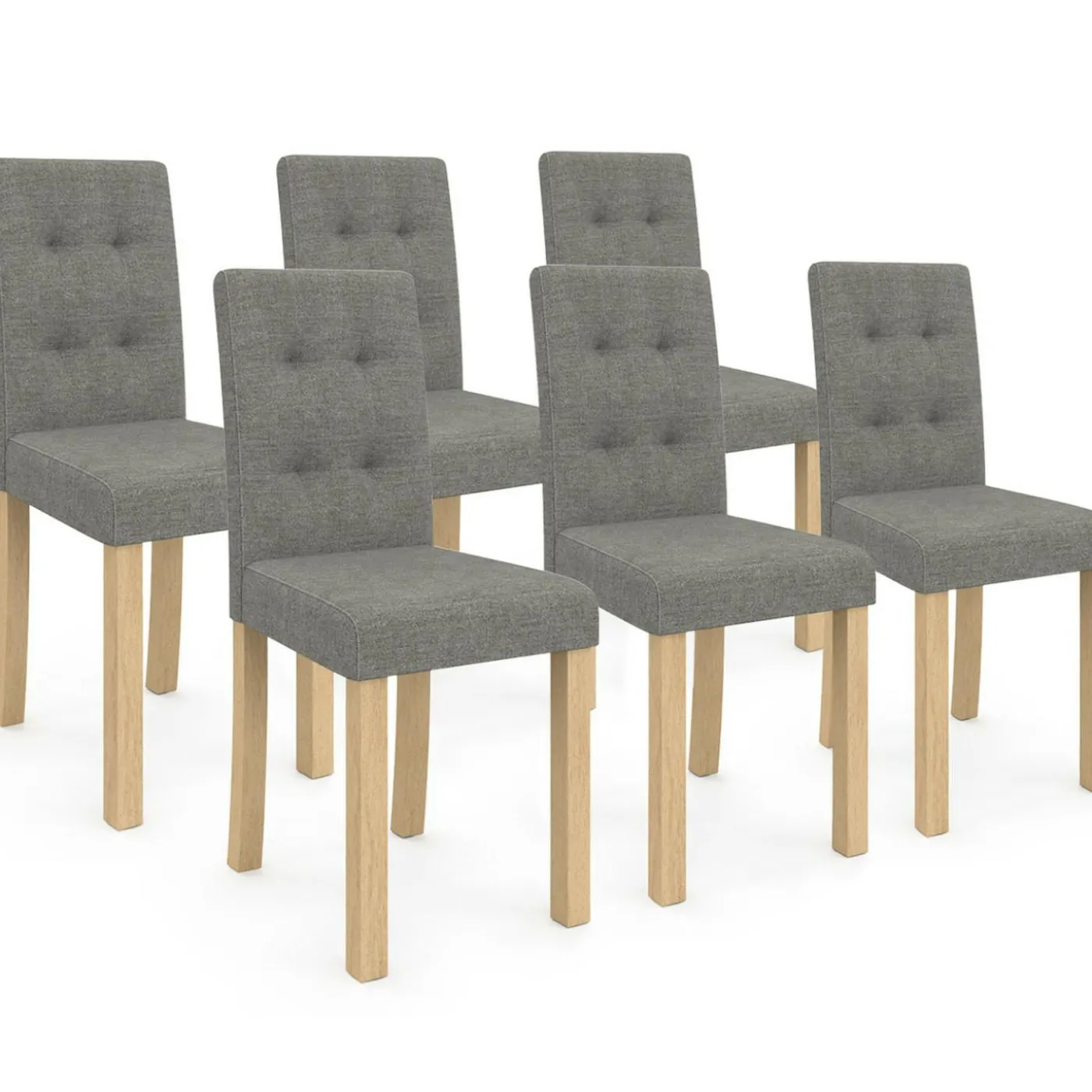 Lot de 6 chaises scandinaves capitonnées grises
