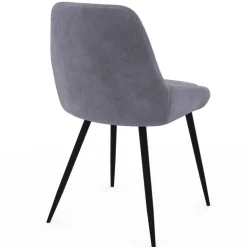 Lot de 4 chaises THALYA en velours mix color crème, gris clair, gris foncé, rose avec accoudoirs