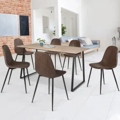Lot de 6 chaises vintage marron pour salle à manger