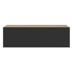 Lot de 2 consoles étagères suspendues couleur bois et porte noir