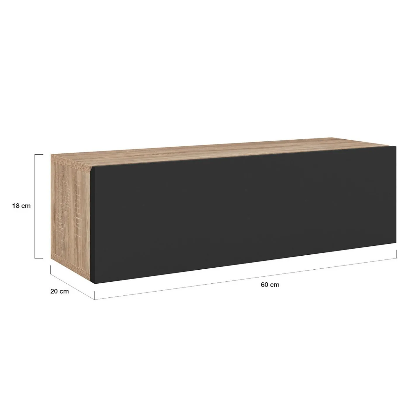 Lot de 2 consoles étagères suspendues couleur bois et porte noir