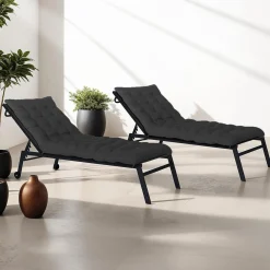 Lot de 2 coussins de transat noirs universels 180 cm