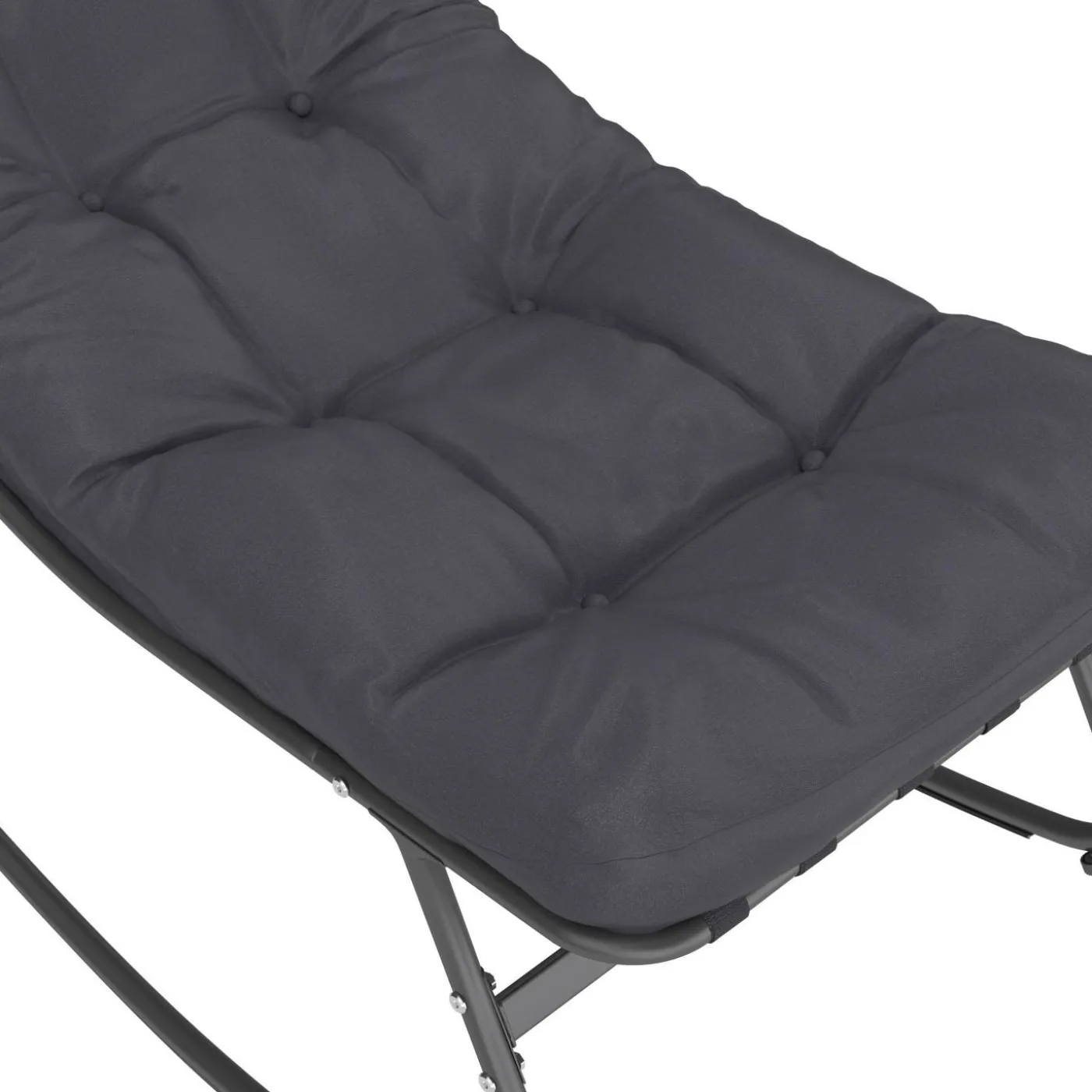 Lot de 2 fauteuils de jardin à bascule métal gris anthracite avec coussins