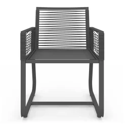 Lot de 2 fauteuils de jardin métal et cordage gris