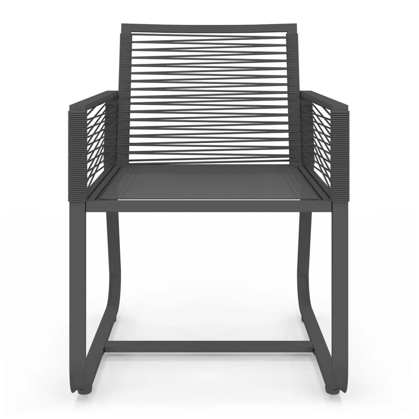 Lot de 2 fauteuils de jardin métal et cordage gris