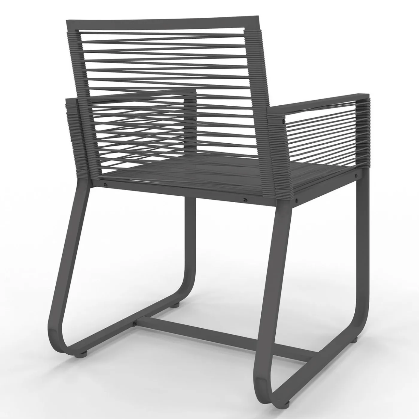 Lot de 2 fauteuils de jardin métal et cordage gris
