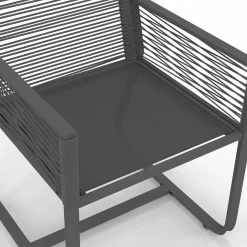 Lot de 2 fauteuils de jardin métal et cordage gris