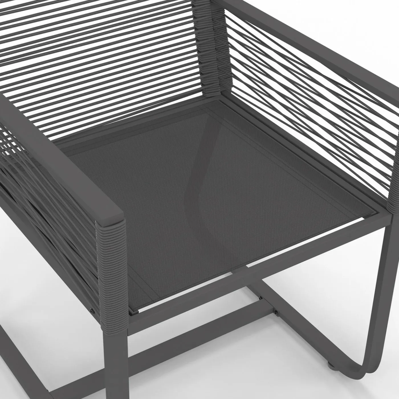 Lot de 2 fauteuils de jardin métal et cordage gris