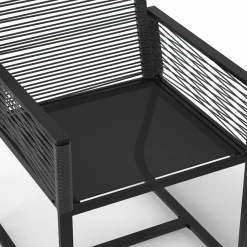 Lot de 2 fauteuils de jardin métal et cordage noir