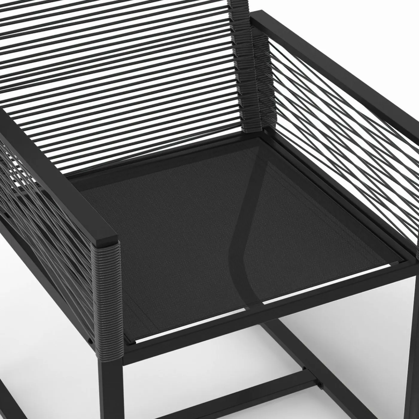 Lot de 2 fauteuils de jardin métal et cordage noir