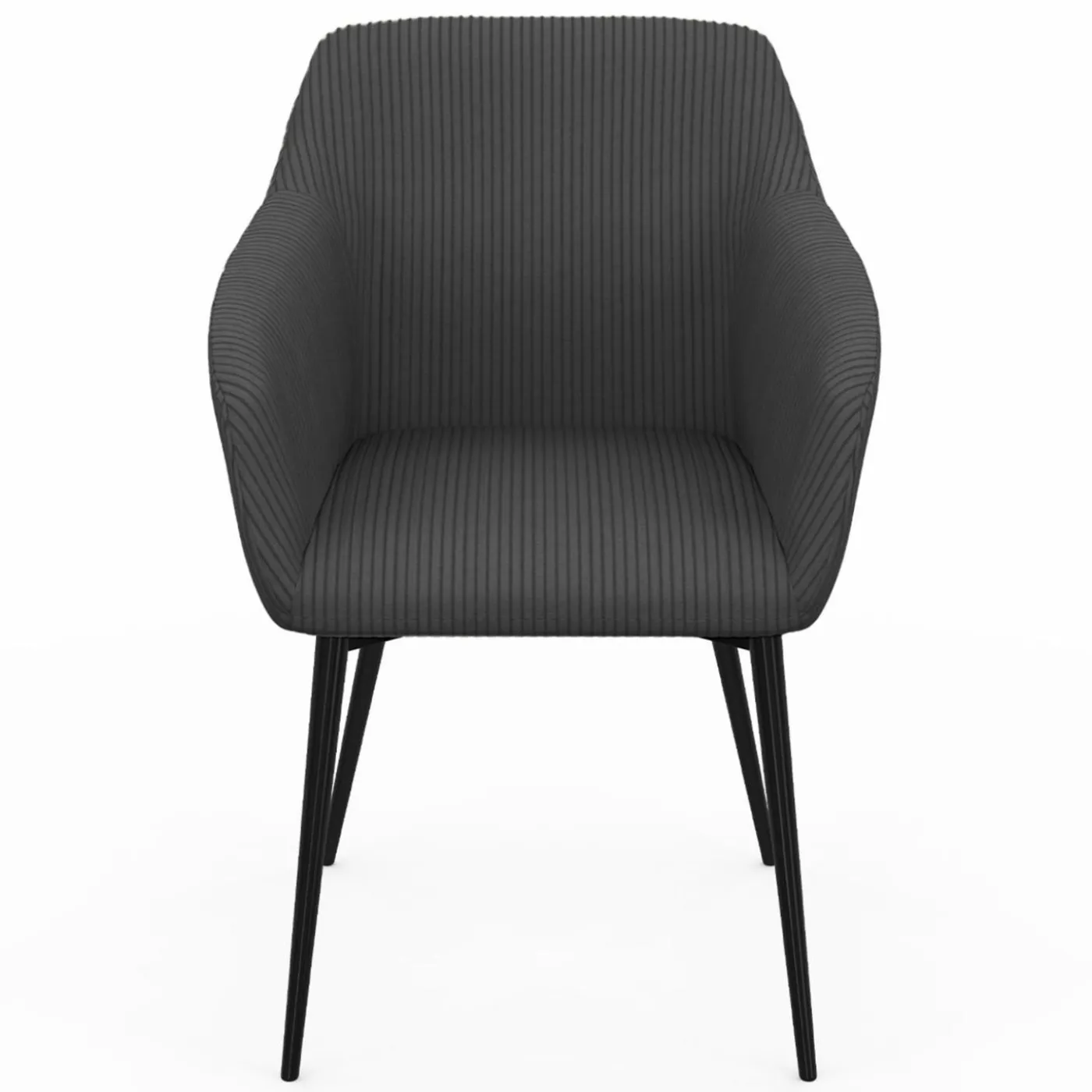 Lot de 2 fauteuils de table avec accoudoirs en velours côtelé gris