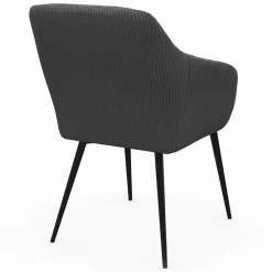 Lot de 2 fauteuils de table avec accoudoirs en velours côtelé gris