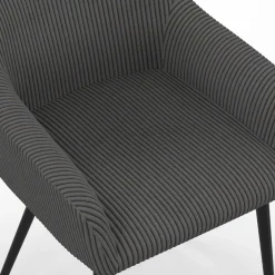 Lot de 2 fauteuils de table avec accoudoirs en velours côtelé gris