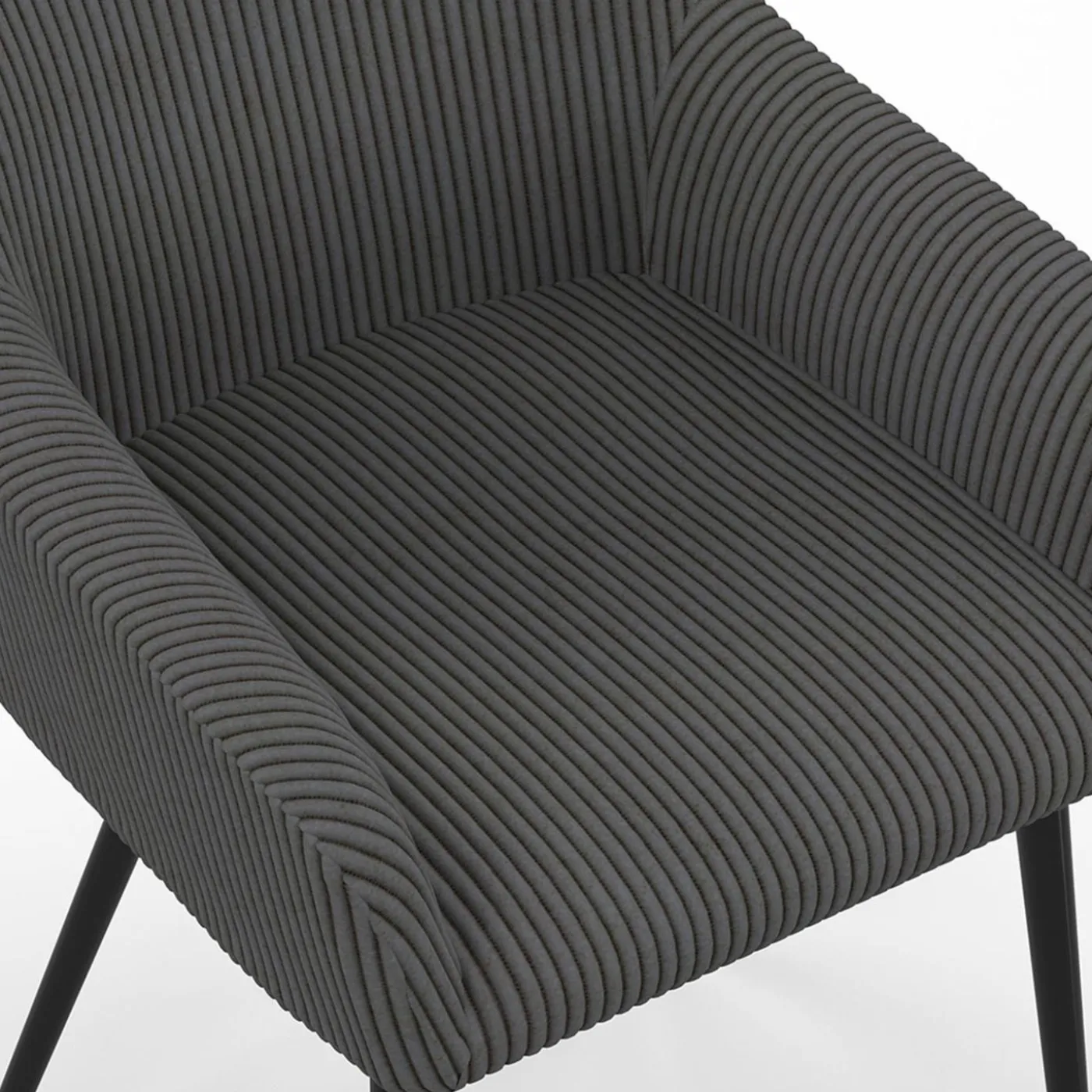 Lot de 2 fauteuils de table avec accoudoirs en velours côtelé gris
