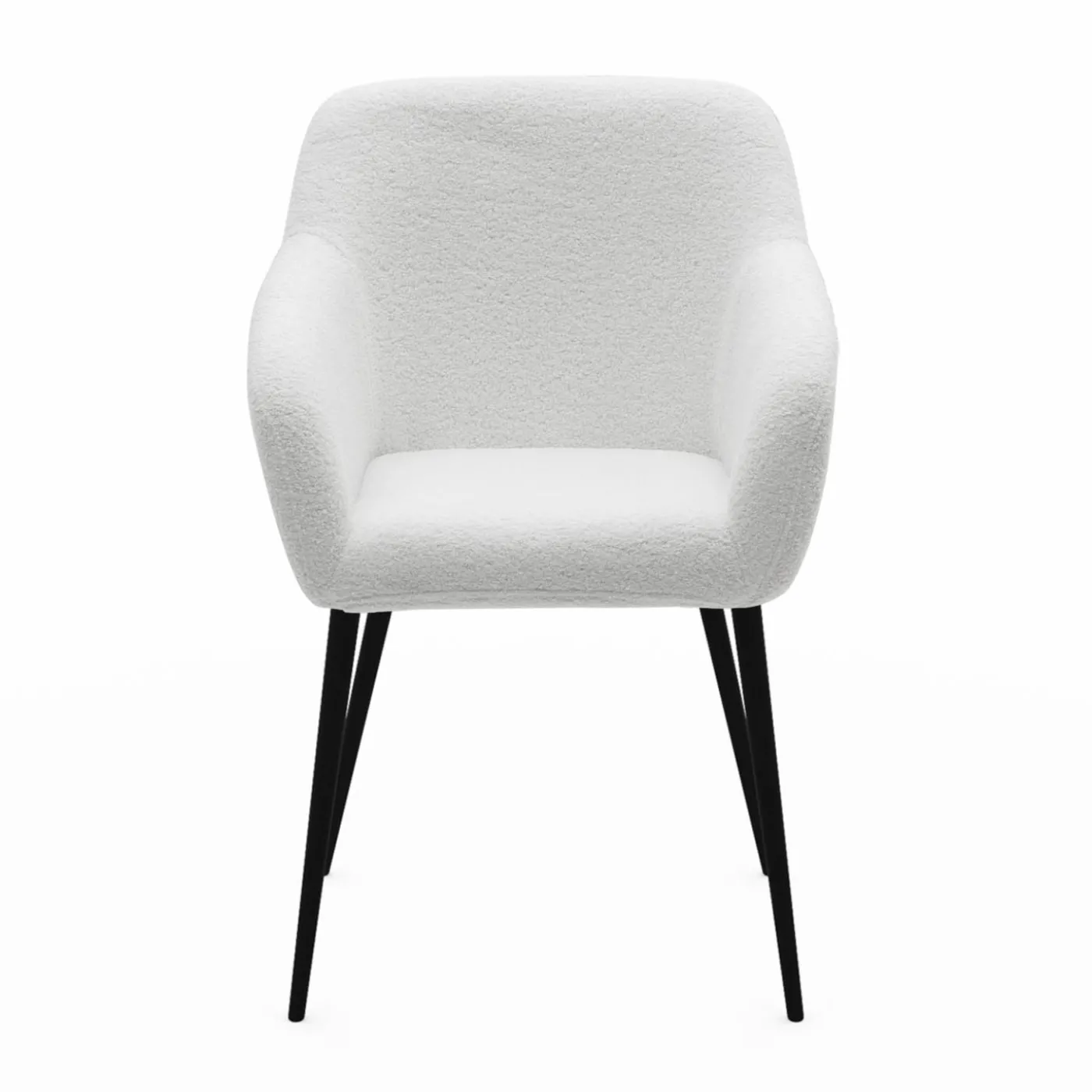 Lot de 2 fauteuils de table blancs en tissu bouclette