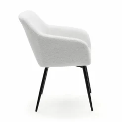 Lot de 2 fauteuils de table blancs en tissu bouclette