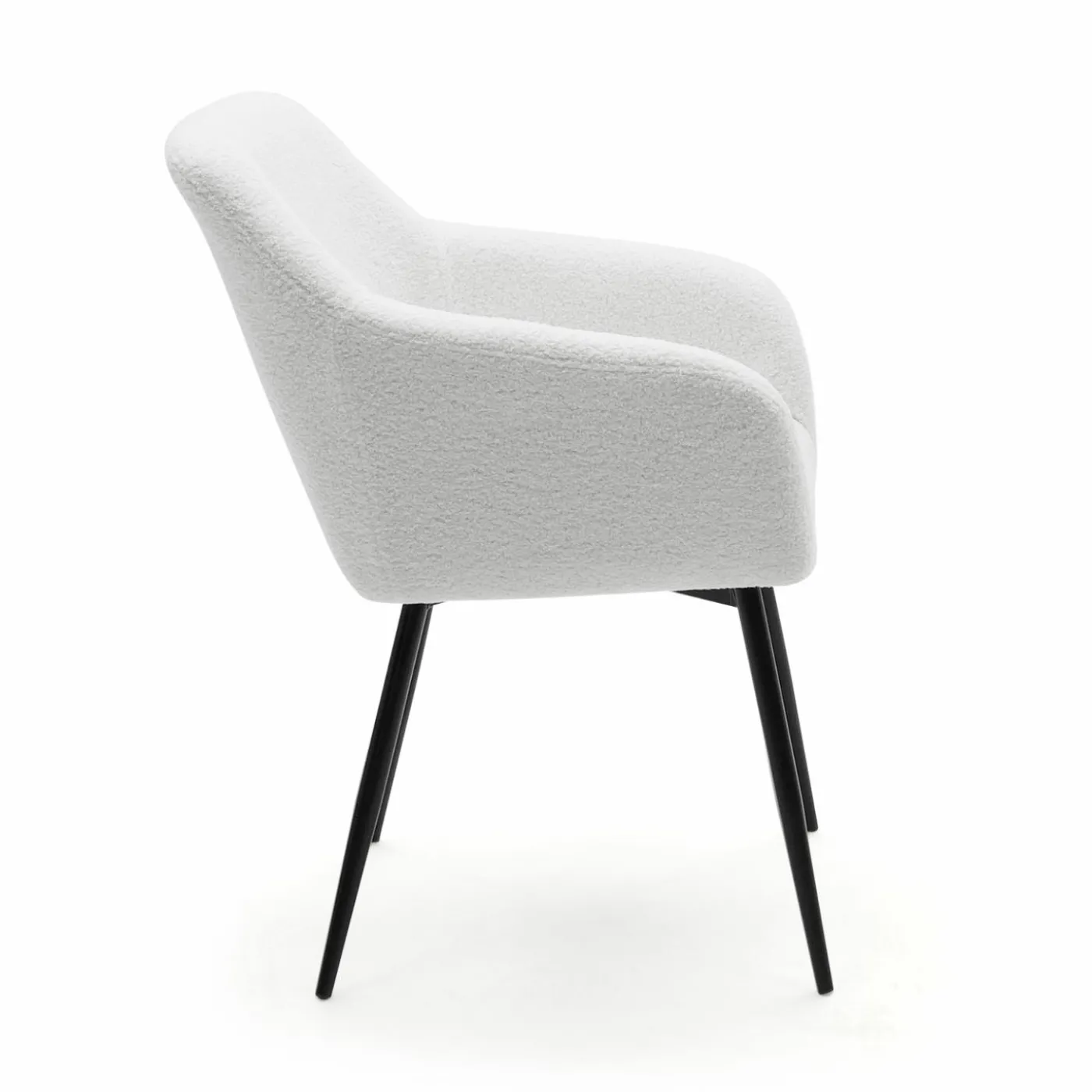 Lot de 2 fauteuils de table blancs en tissu bouclette
