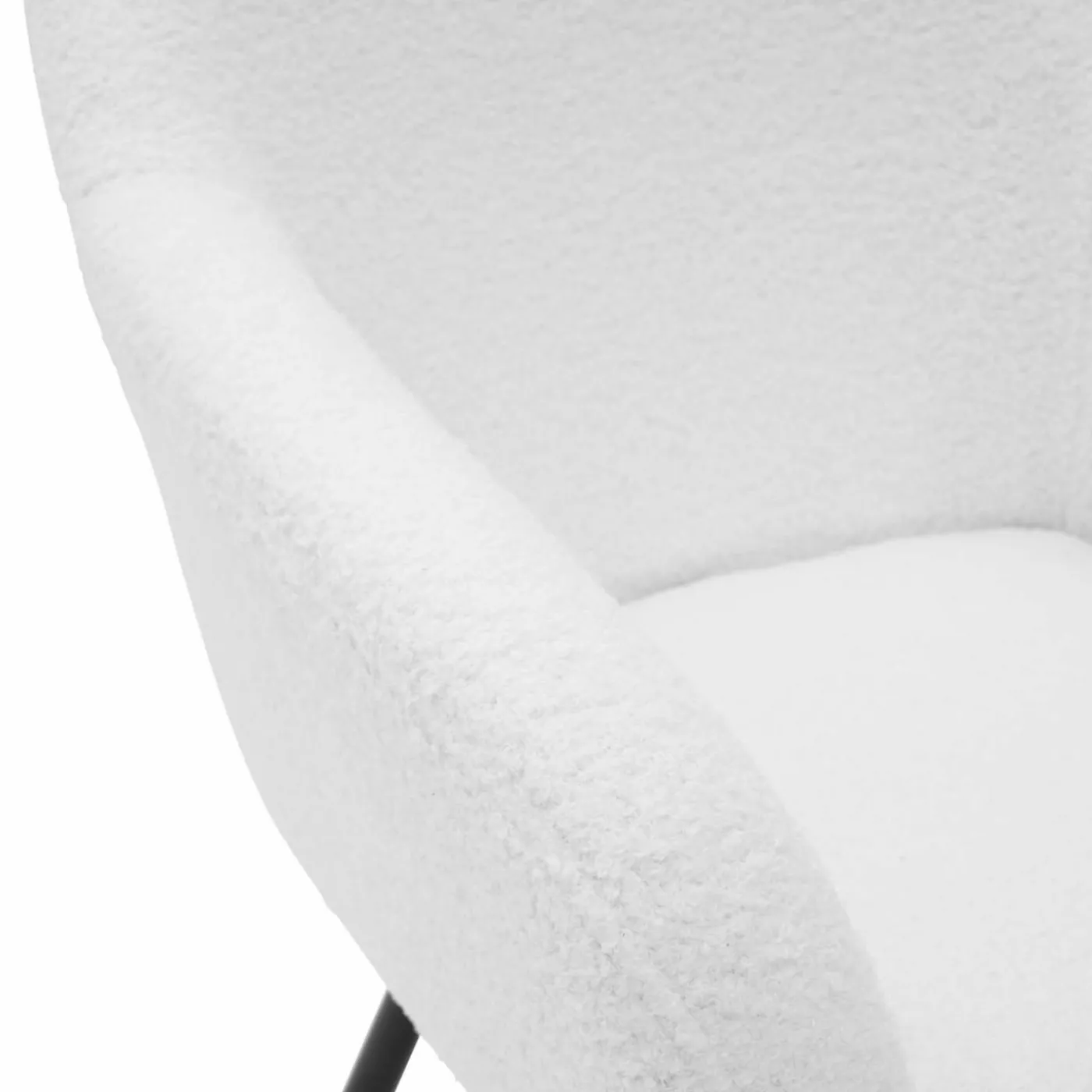 Lot de 2 fauteuils de table blancs en tissu bouclette