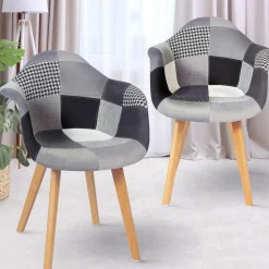 Lot de 2 fauteuils scandinaves noirs gris et blancs