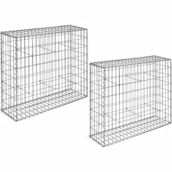 Lot de 2 gabions pour pierre 100x30x80 cm en acier pour jardin