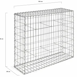 Lot de 2 gabions pour pierre 100x30x80 cm en acier pour jardin