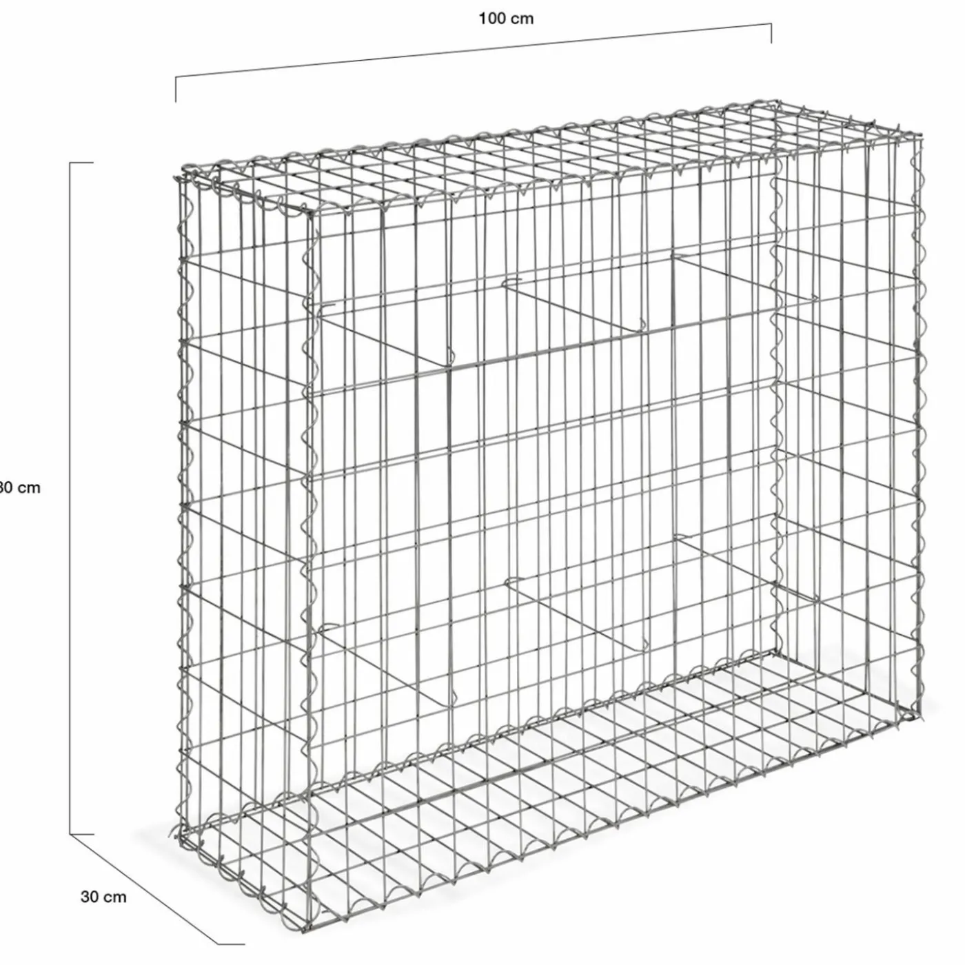 Lot de 2 gabions pour pierre 100x30x80 cm en acier pour jardin